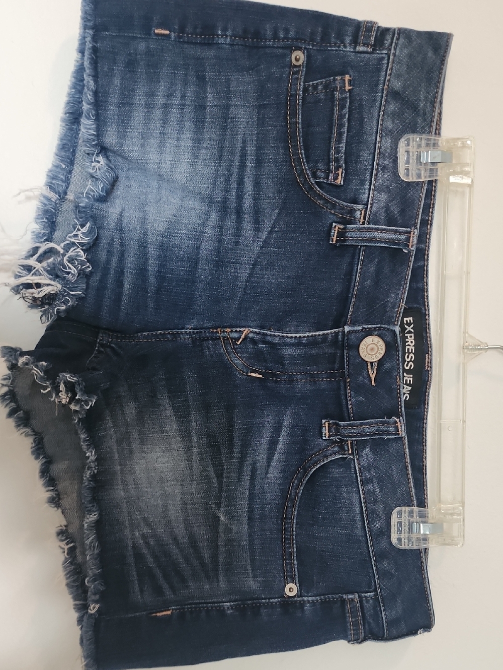 Express Dark Blue Distressed Denim Shorts